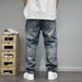 Spring American Casual Ruffian Handsome Retro Ripped Patch Jeans Men's Straight Loose Versatile Tapered Beggar Pants_mkmklike.com