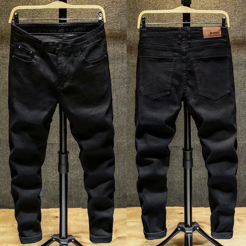 Men's Clothing Retro Washed And Distressed Light Colored Ripped Jeans For Men Trendy Slim Fit Cropped Style Jeans_mkmklike.com