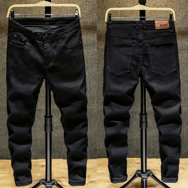 Men's Clothing Retro Washed And Distressed Light Colored Ripped Jeans For Men Trendy Slim Fit Cropped Style Jeans_mkmklike.com