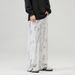 LKTM Men's Wear # American Distressed Dirty White Tie Dye Loose Jeans Men's High Street Dirtyfut Floor Pants_mkmklike.com