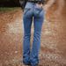 Women's Blue Embroidered Wide Leg Stretch Jeans Loose Fit Back Pocket Cross Border European American Denim Jeans_mkmklike.com