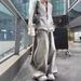 Streetwear Distressed Jeans – Vintage Washed Grey Paint Splatter & Wide-Leg Baggy Pants | Unisex 90s Grunge Aesthetic_mkmklike.com