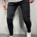 Men's Slim Fit Stretch Jeans – Tapered Ankle-Length Denim Pants (S-4xl, Dark Blue/Light Blue/Black/Gray, Mid-Rise, Zip Fly)_mkmklike.com