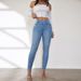 Women's Clothing Elastic High Waist Slimming Small Straight Pants_mkmklike.com