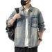 New Jacket Fat And Large Size, Handsome Denim Coat For Men, Muddy Yellow Embroidered Shirt_mkmklike.com