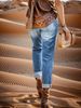 Women's Clothing Casual Washed Hole Straight Street Style Non Stretch Jeans_mkmklike.com