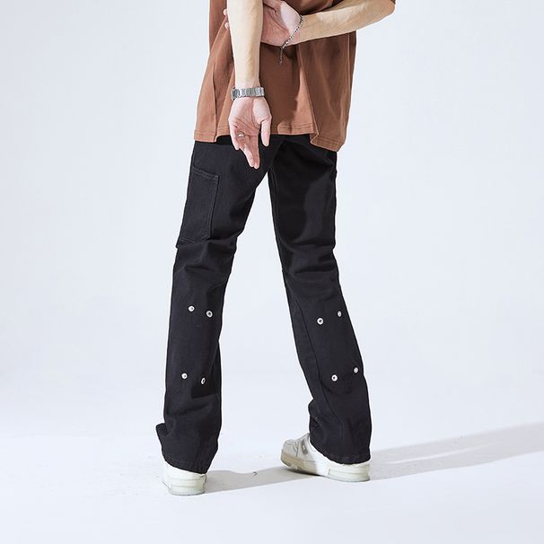 Suitable For All Seasons LKTM Men's Fashion#High Street Vibe Style Niche Stretch Jeans For Men Ins Trend Loose Slimming Straight Pants_mkmklike.com