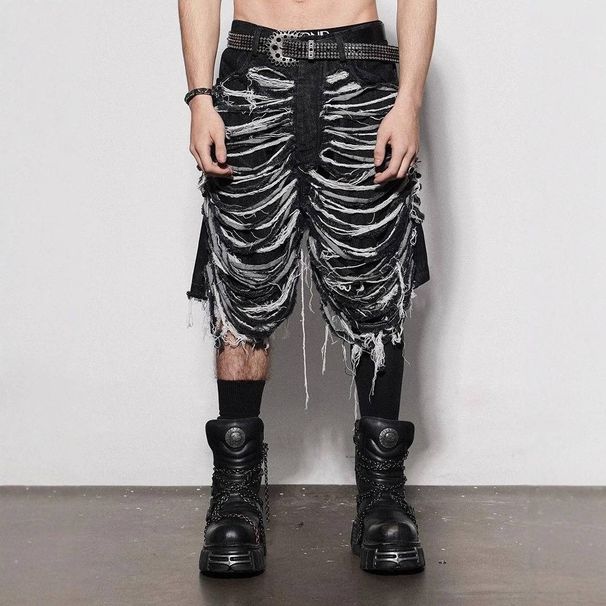 Men's Clothing Summer Original Niche Design Street Heavy Industry Washed Knife Cut Destroyed Jeans Cropped Shorts_mkmklike.com