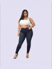 Stretchy High Waist Women's Jeans - Plus Size Skinny Denim Pants With Comfortable Mid-Rise Fit - Classic Blue & Black Washed Cotton Blend For Casual_mkmklike.com