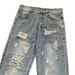 Men's Clothing Vibe Style Pants High Street Vintage Distressed Blue Jeans – High Street Baggy Fit Retro Washed Denim Pants With Ripped Details_mkmklike.com