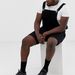 Men's Clothing Large Size Retro Men's Denim White Black Circle Shorts One Piece Overalls_mkmklike.com
