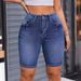Women's Stretch Denim Shorts With Embroidery – Mid-Length Comfort For Casual & Streetwear_mkmklike.com