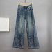Women's Heavy Duty Wide Leg Jeans Rhinestone Embellished High Waisted Loose Slimming Extra Long Pants Autumn New_mkmklike.com