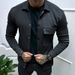 Cross-Border Autumn Casual Men's Heavyweight Twill Turn-Down Collar Long Sleeve Top European And American_mkmklike.com