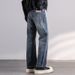 Autumn New Jeans Men's Fit Straight Tube Loose Trendy Brand American Retro Double Craft Washed Middle Waist Youth Large Size_mkmklike.com