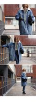 Women's Plus Size Fleece-Lined Denim Jacket With Sherpa Lining, Thick Long Coat For Winter, Casual & Elegant Style_mkmklike.com