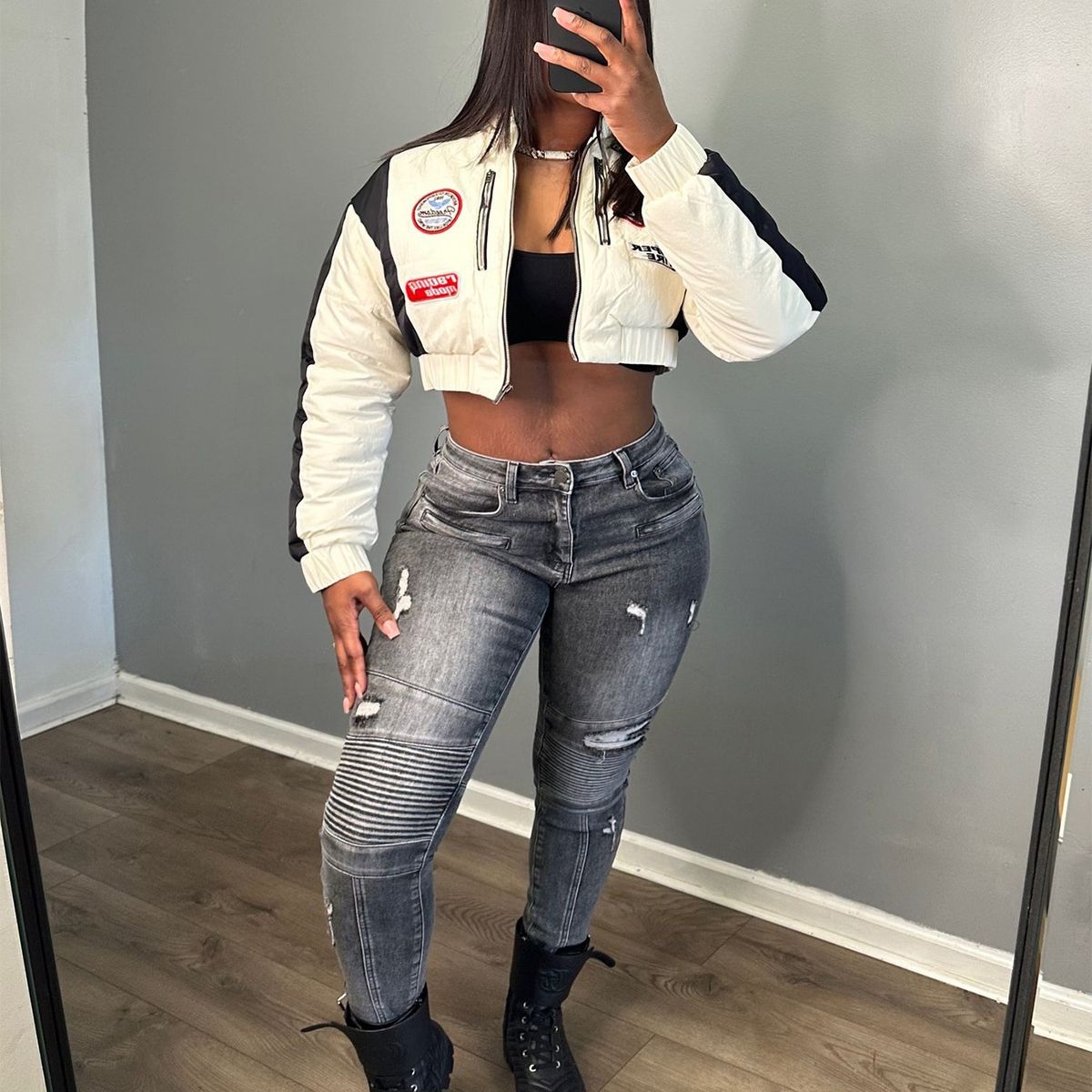 Women's Clothing Fashion Stretch Denim Fabric Women's Skinny Jeans Hole Motorcycle Style Clothing For Formal & Casual For Women_mkmklike.com