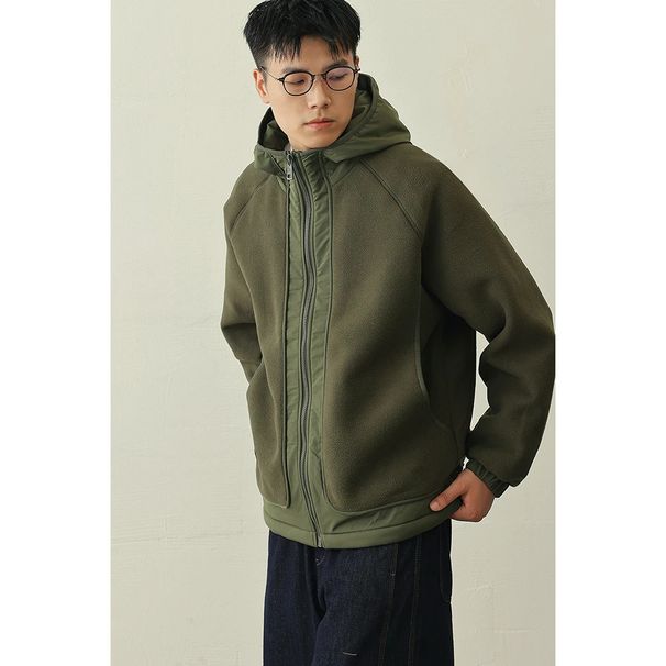 Winter Minimalist Style Patchwork Fleece Hooded Cotton Comfortable Versatile Fashionable Elegant Men's Casual Jacket_mkmklike.com