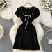 Women's Clothing Temperament Short Sleeve Round Neck Waist Slim Small Knitted Fishtail Hip Dress_mkmklike.com