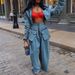 Women's Clothing Fashion Loose Casual Short Jacket Wide Leg Trousers Denim Suit Women's Two Piece Suit_mkmklike.com
