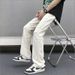 Men's Clothing Men's Slim Fit Straight Leg Jeans Trendy American Street Style Mud Dyed Washed Denim With Stylish Design Slightly Flared Leg_mkmklike.com