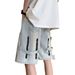Men's Clothing Denim Shorts Summer Style Zip Up Straight Leg Wide Leg Casual Trendy Brand Versatile Loose Five Point Pants_mkmklike.com