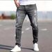 New European And American Style Cat Whiskers Denim Men's Cross-Border Ins Trend Black Slim High Waist Jeans Skinny Pants_mkmklike.com