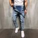 Pure Fashion Suspender Jumpsuit Distressed Men's Export Jeans Long Pants Overalls_mkmklike.com