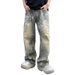 Men's Graffiti Jeans European Station Paris Retro Personality Straight Loose Trendy Fashion Brand 2025_mkmklike.com