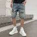 Men's Clothing High Street Denim Shorts Loose Ripped Patch Shorts Straight Rotten Hole Patch Shorts_mkmklike.com