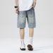 Men's Clothing Ripped Denim Shorts Thin Straight Loose Casual Mid Length Pants Trendy Beggar Five Point Pants_mkmklike.com