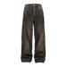 Unisex High Street Distressed Jeans Loose Straight Leg Trousers Dirty Wasteland Style Chinese Streetwear Brand Couple's Clothing_mkmklike.com