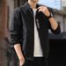 Men's Jacket Spring Autumn Youth Stand Collar Black Casual Workwear Short Windbreaker Wholesale_mkmklike.com