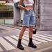 Women's Clothing New Versatile Raw Edge Straight Denim Shorts Casual Shorts_mkmklike.com