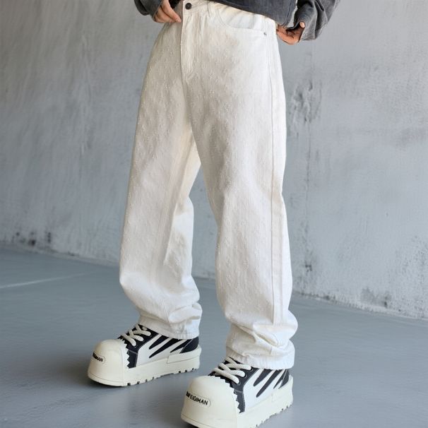 Men's Clothing American Style Trendy Men's Loose Fitting Straight Leg Jeans In Multiple Colors With A Washed Finish._mkmklike.com