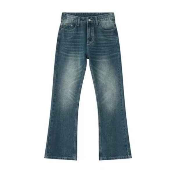 Men's Retro Washed Blue Jeans – Relaxed Straight Fit With Distressed Details, Multiple Sizes Available_mkmklike.com