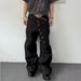 Vintage High-Waisted Straight Jeans – Distressed Button Fly & Relaxed Fit (S-3xl) Unisex Crotch Gusset_mkmklike.com