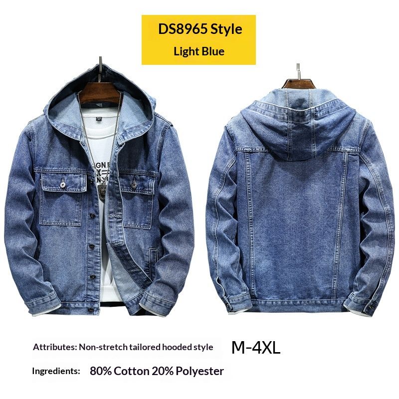 Northfold Cross-Border New 2025 Spring Street Fashion Men's Top Windproof Slim Fit Hooded Denim Jacket For Men_mkmklike.com