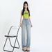 Women's Summer Thin Tencel Straight-leg Jeans, Ice Silk High-waisted Slimming Loose Breathable Narrow Wide-leg_mkmklike.com