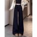 New Autumn Black Plus-size Stretchy Flared Jeans For Women With A Pear-shaped Figure, Loose Fit, High-waisted, Slimming_mkmklike.com