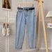 Women's Summer Thin Straight Leg Cropped Denim Jeans Casual Slimming Loose Carrot Pants Harem Dad Style 2025 New_mkmklike.com
