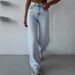 Women's Clothing Women's Wide Leg Jeans - High Waist Stretch Denim Pants For Casual & Office Wear, Comfortable Cotton Blend, Light Blue_mkmklike.com
