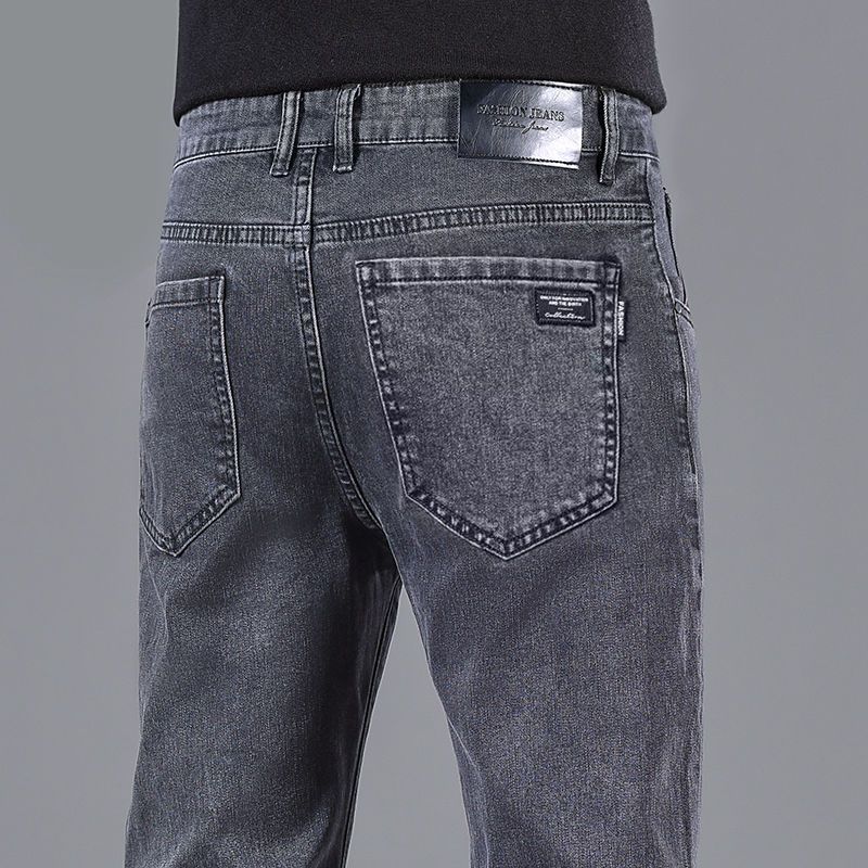 Men's Slim Fit Straight Leg Jeans - Stretch Denim Pants For Casual Wear | Comfortable & Stylish | Black & Gray Options_mkmklike.com