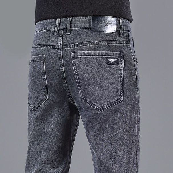 Men's Slim Fit Straight Leg Jeans - Stretch Denim Pants For Casual Wear | Comfortable & Stylish | Black & Gray Options_mkmklike.com
