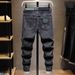High End Slim Fit Jeans for Men Stretchy Casual Versatile Black Denim Spring Autumn Trendy Clothing_mkmklike.com