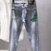 Men's Slim Fit Stretch Jeans With High-End Print & Rhinestone Design - Stylish Blue Denim Pants For Trendy Look_mkmklike.com