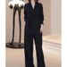 Women's Clothing High grade sun proof suit in summer chiffon splicing two piece jacket, high waist wide leg trousers, two piece suit_mkmklike.com