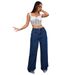 Women's High Waist Wide Leg Jeans Loose Straight Pants Slimming England Style Fashion Solid Color Pear Shaped Figure Fit Spring Autumn Wear_mkmklike.com