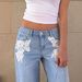 Light Blue Washed Wide Leg Jeans for Women High Waist Lace Pocket Gentle Style Loose Fit Floor Length NY1021_mkmklike.com
