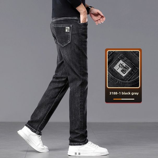 Jeans Men's Slim-fit Straight Casual Elastic Loose Thickened Casual Trousers Men's_mkmklike.com